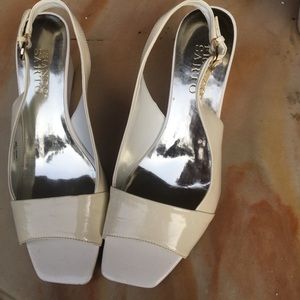 Franco sarto white leather wedges 7.5m